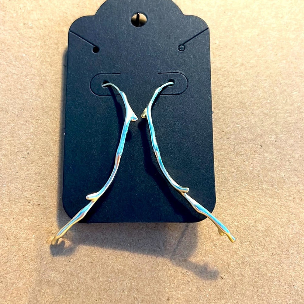 Silver branch earring